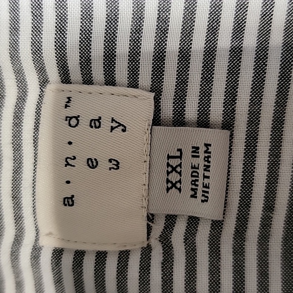 a new day size XXL Blue White Stripe Button Down Shirt with Single Chest Pocket - Picture 12 of 13